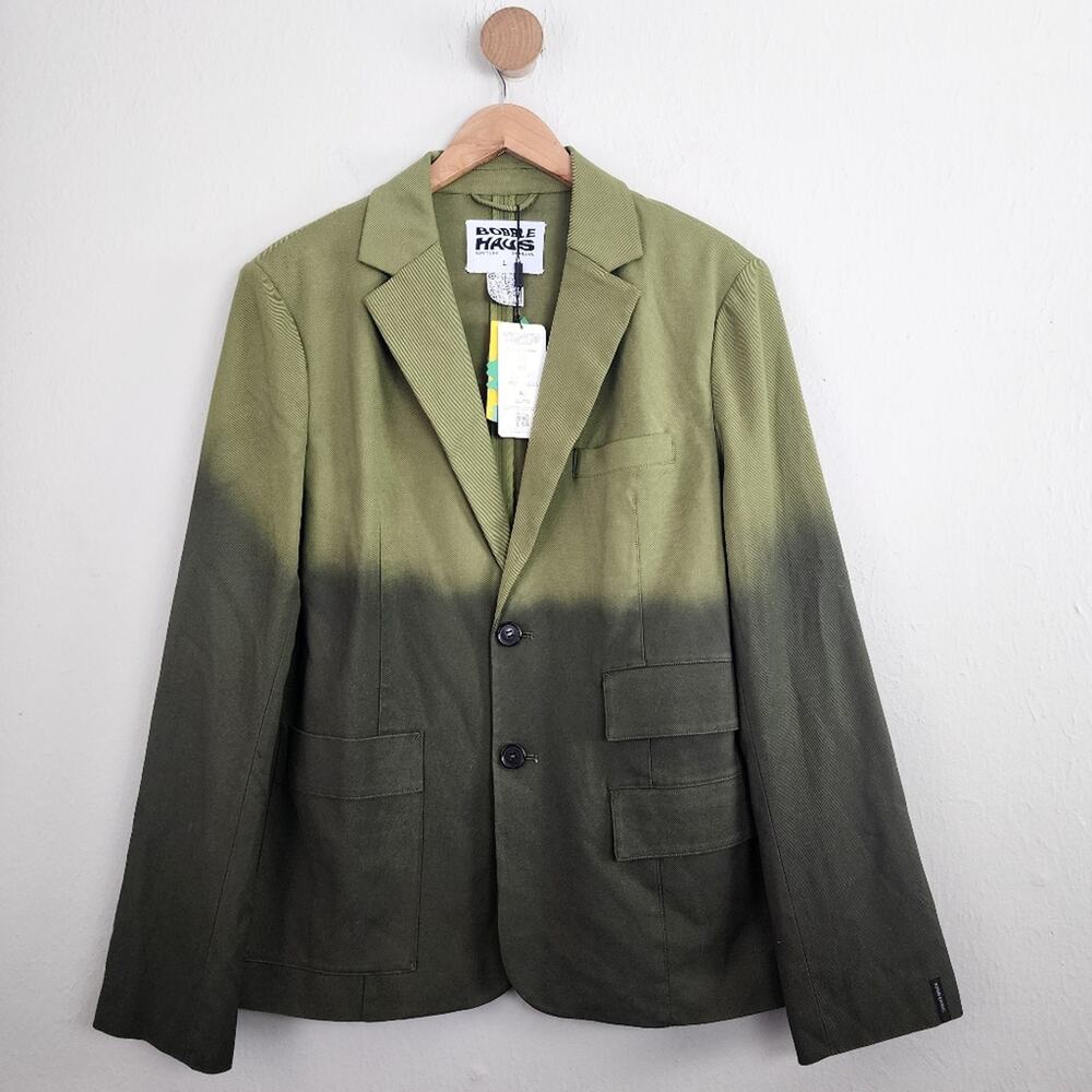 Bobblehaus Fading Green Ombre Tencel Blazer Jacket NWT Mens L Unisex L/XL